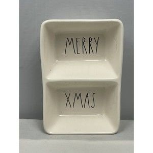 RAE DUNN Magenta Divide Candy Dish Merry Christmas Xmas Platter New